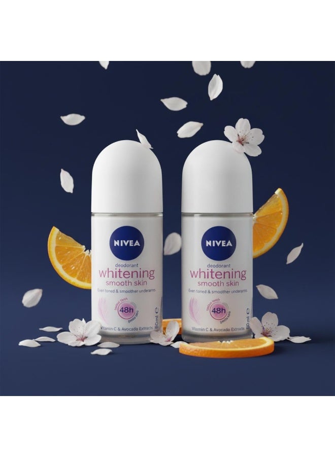 Nivea Whitening Smooth Skin Deodorant Roll On For Women, 50Ml (Pack Of 2) - Fresh - Image 4